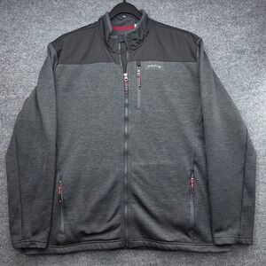 Orvis‎ Mens XL Full Zip Fleece Lined Jacket Charcoal Gray Mixed Media Mock Neck